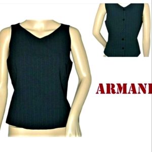 Vintage Armani pinstripe button up back vest top